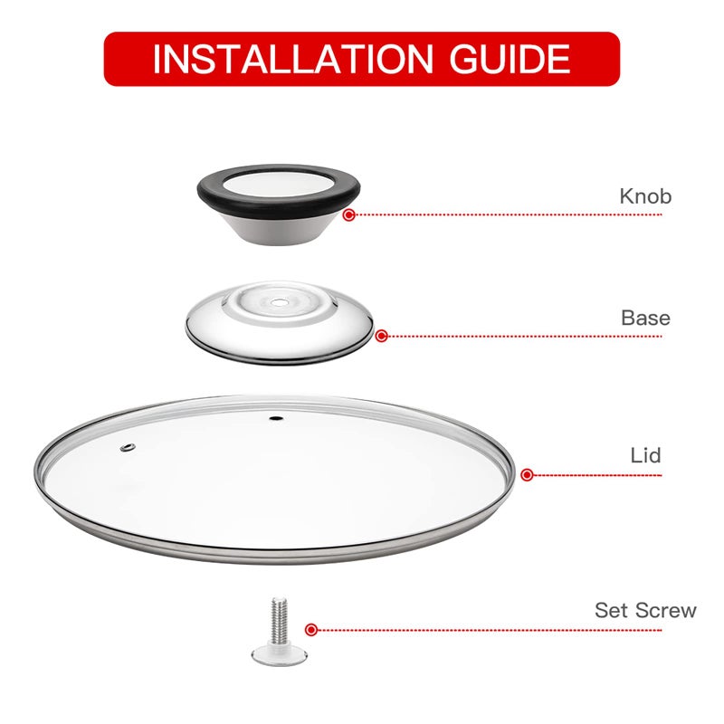 Eooch Tempered Glass Lid with Heat Resistant Handle,12"/30cm, Clear - Image 5